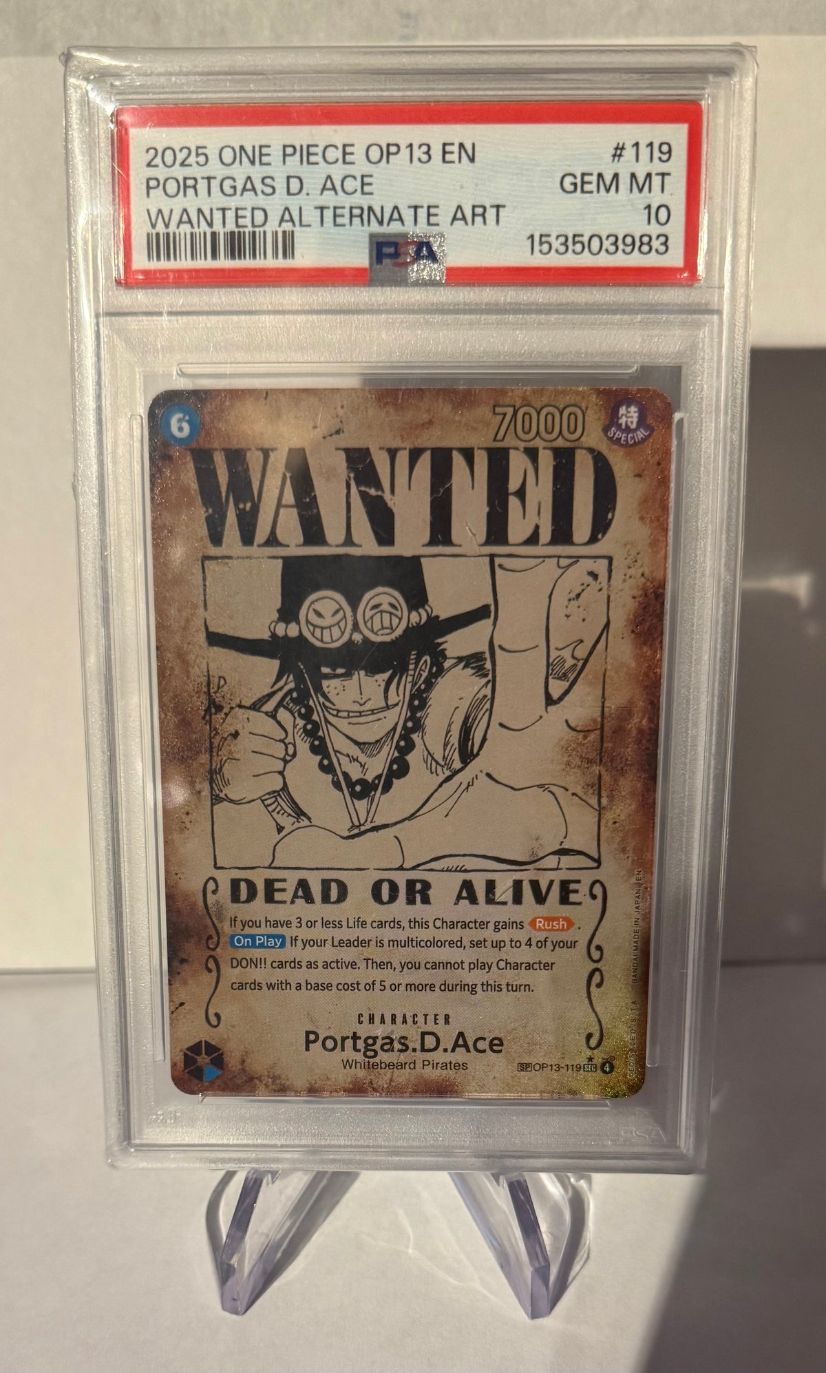 One Piece Portgas D Ace 119 Op13 PSA10
