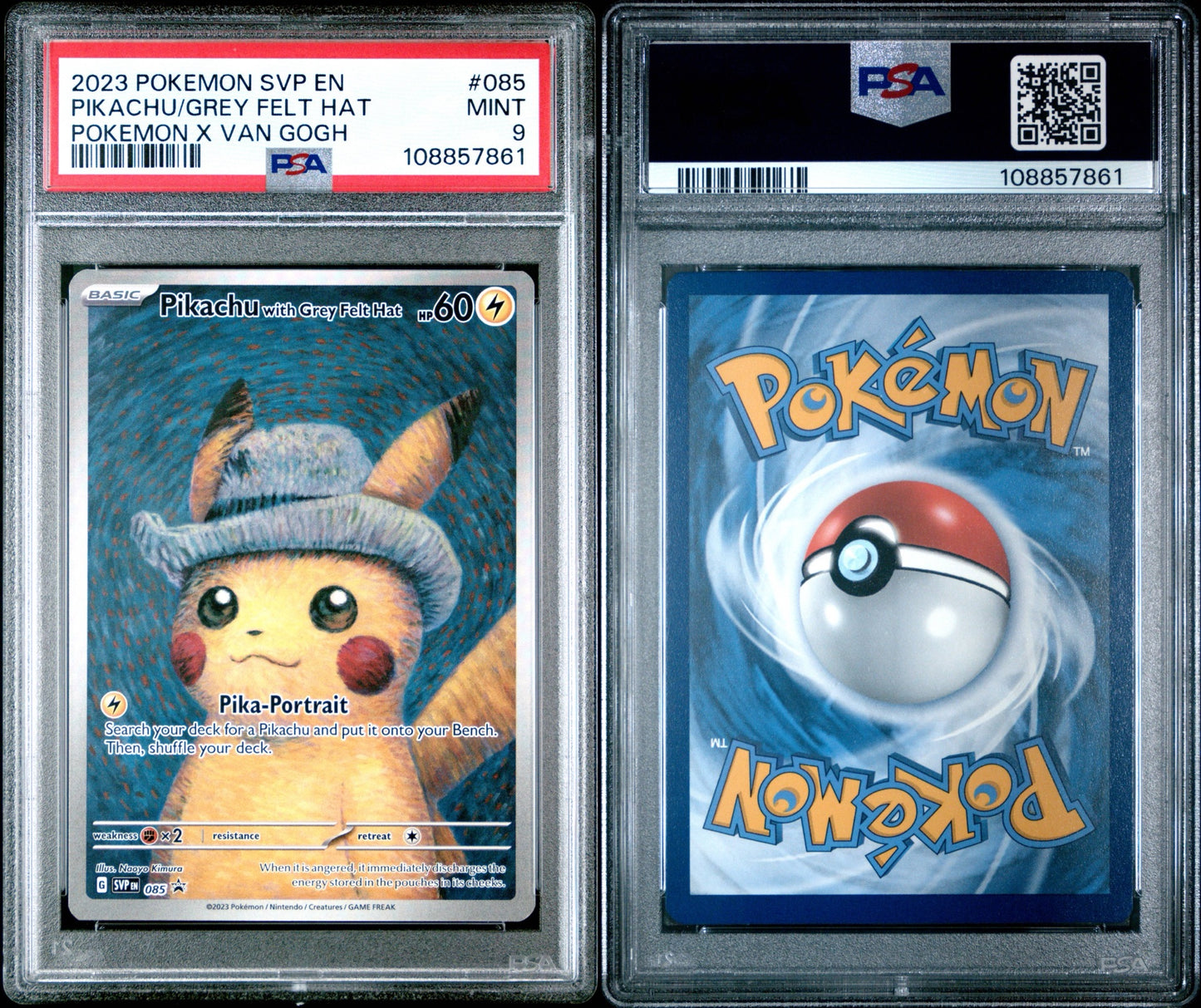 Pikachu Grey Felt Hat X Van Gogh Psa9