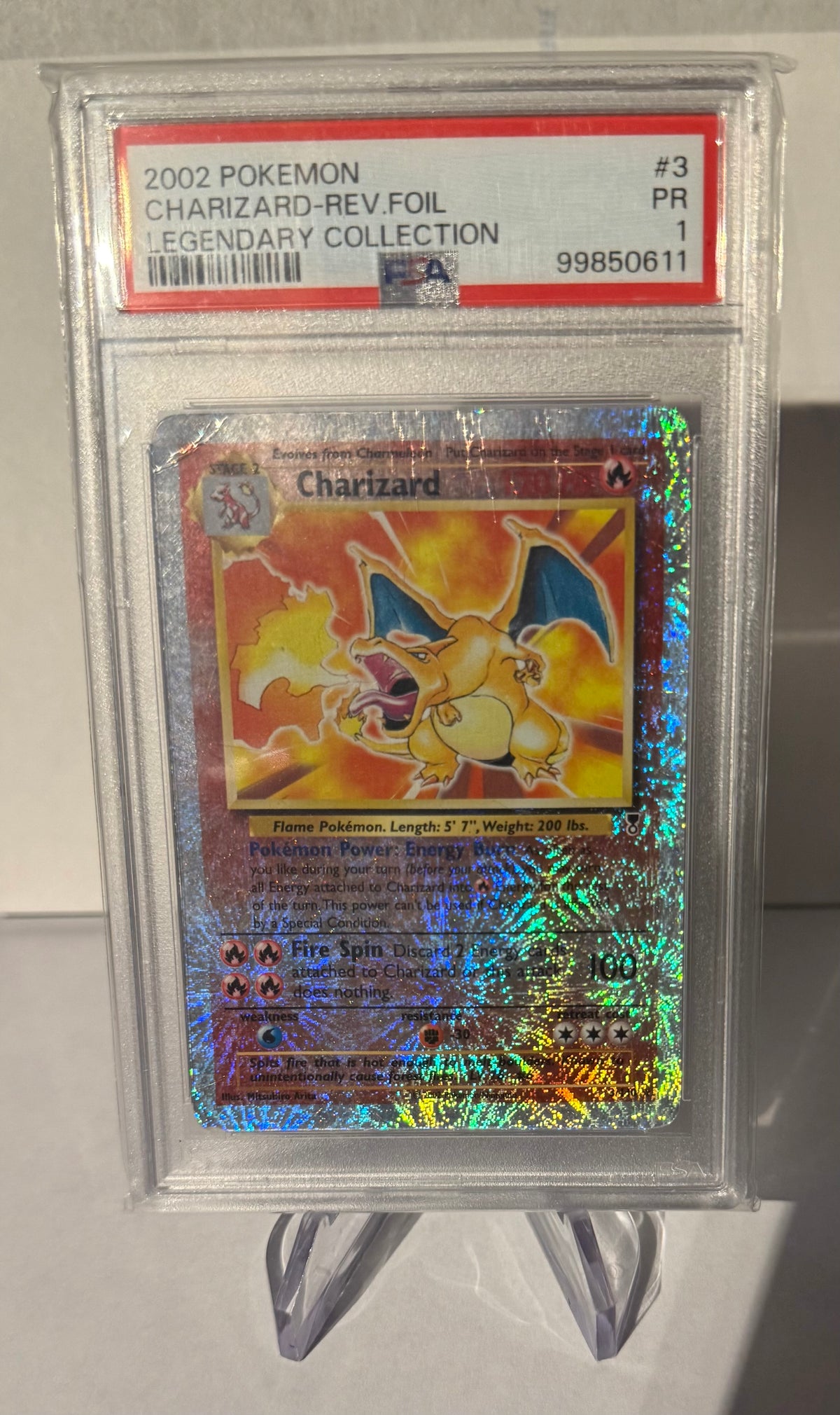 Pokémon Charizard Rev Foil 3 Legendary Collection PSA10