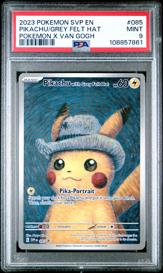 Pikachu Grey Felt Hat X Van Gogh Psa9