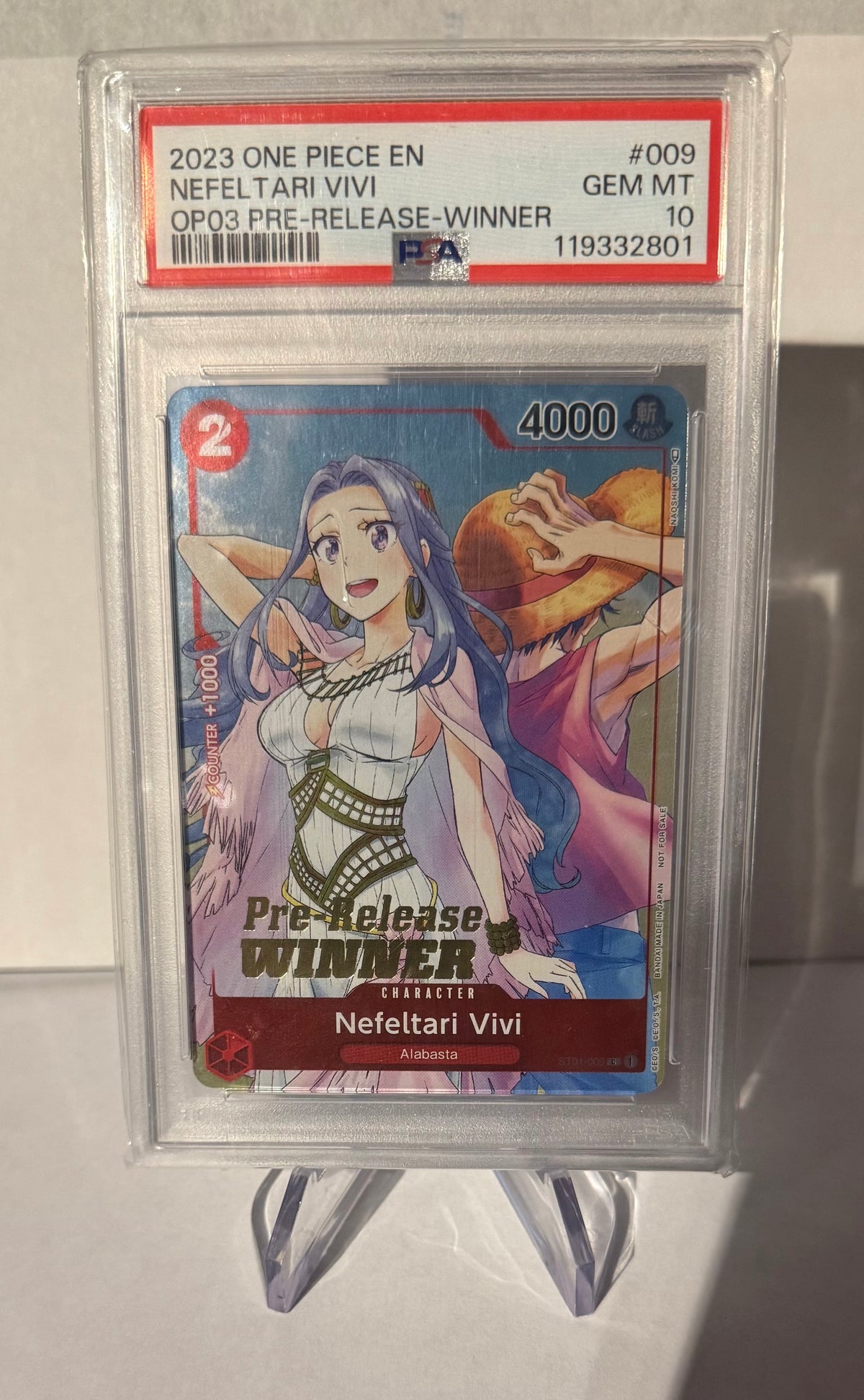 One Piece Nefeltari Vivi op03 Pre Release Winner PSA10