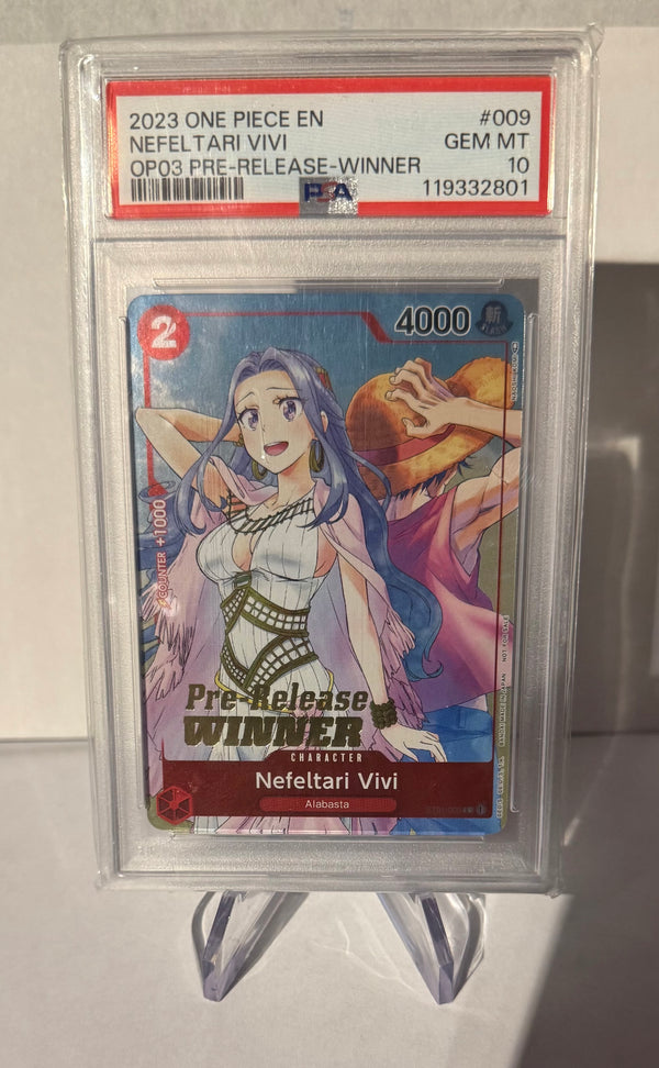 One Piece Nefeltari Vivi op03 Pre Release Winner PSA10